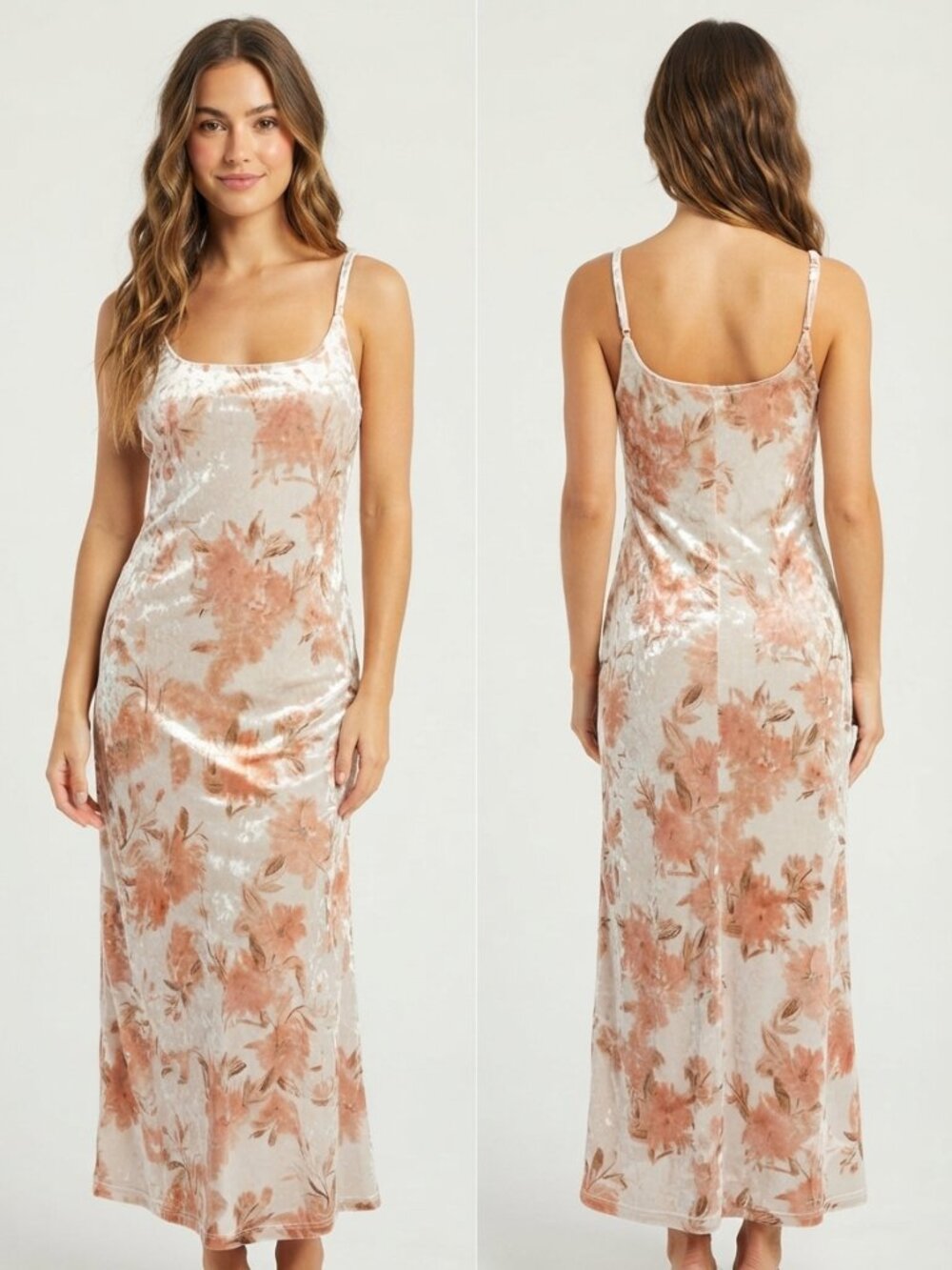 Dazy Floral Crushed Velvet Maxi Dress – Size L, Stunning Occasion Wear